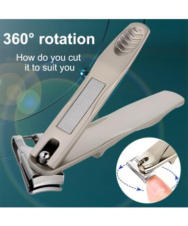360 Rotating Nail Clippers for Seniors Long Handle Stainless Steel Nail Clippers Heavy Duty Toenail Finger Clippers for Thick Nails (Silver) - Buy Online on SooperMarket.com