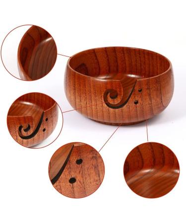 Handmade Wooden Yarn Bowl 6x3 - Knitting and Crochet Supplies - Yarn Storage Holder with Holes - Buy Online on SooperMarket.com