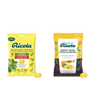 Ricola Lemon Mint No Sugar Added Throat Drops & Menthol Centres Cough Drops Lemon Mint + Cough Drops