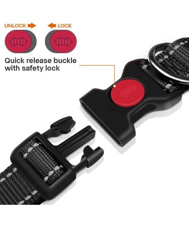 Taglory Soft Padded Neoprene Dog Collar for Large Dogs | Adjustable & Reflective | Black L - Perfect for Training | International Shipping Available - Buy Online on SooperMarket.com