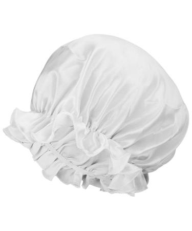 Moonsix Women's Natural Silk Night Cap - Elastic White Satin Bonnet for Hair Care - Buy Online on SooperMarket.com