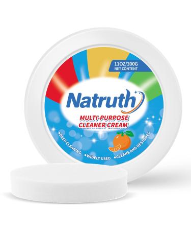 NATRUTH Kitchen Paste with Sponge Stainless Steel Cleaning Paste Rapidly Degreasing Household Miracle Cleaner for Kitchen Counter Oven Surfaces Cooker Tops Multi Surface Cleaner (300g)