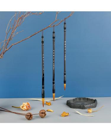 3 Pieces Traditional Chinese Calligraphy Brush Set for Beginner Watercolor Painting - Sumi Drawing Pens in 3 Sizes - Buy Online on SooperMarket.com