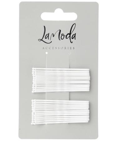 LA MODA HAIRGRIPS MEDIUM WHITE White 24 Count (Pack of 1)