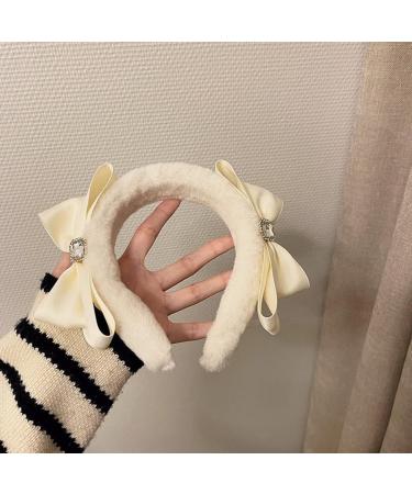 JSGHGDF Sweet Ballet Bowknot Plush Headband for Women Girls Furry Princess Hair Hoop Elegant Hair Styling Tool Pink - Buy Online on SooperMarket.com