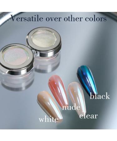 PrettyDiva Aurora Chrome Nail Powder - White Pearl with Multi Color Shifting Metallic Powders for Magic Moonlight Effect on Nails - Buy Online on SooperMarket.com