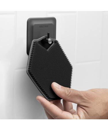 Tooletries Silicone Body Scrubber & Storage Hook - Charcoal | Shower Bathroom Organizer with Silicone-Grip Technology - Buy Online on SooperMarket.com