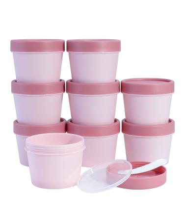 longway 3.4oz/100ml Empty Leakproof Cosmetic Pot Jars,Wide-Mouth Plastic Mask Container with Dome Lids for Beauty Products, DIY Slime Making or Travel Storage MakeUp, 100% BPA Free(Pink)