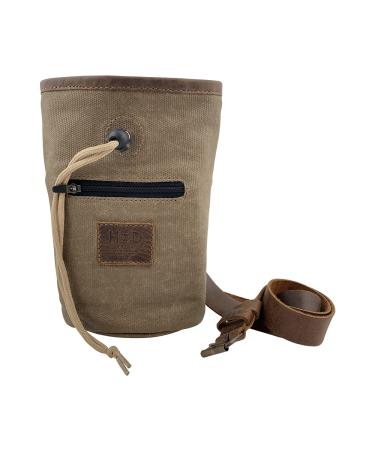 Hide & Drink, Waxed Canvas Rock Climbing Chalk Bag, Zippered Pocket, Gymnastics, Gym Pouch, Handmade Brown