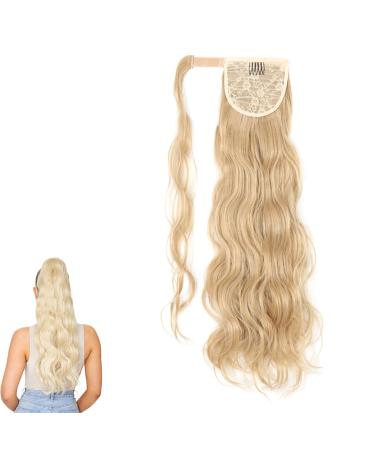 prinfantasy Fake Ponytail Wavy Curly Hair Extensions Clip in Hair Extension Blonde Heat Resistant Synthetic Long Hair Pieces MW128 GBMW128 24 inch