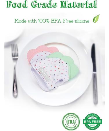 Baby Teething Mittens - Self-Soothing Pain Relief Toy for 3-12 Months Baby - Prevent Scratches Protection Glove - Pink (1 Pair) - Buy Online on SooperMarket.com