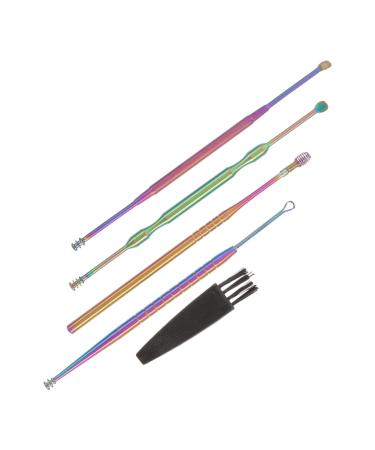 Ear Cleaning Tool Ear Cleaning Kit 1 Set Ear Cleaning Set of 5 Brush Stainless Steel Plastic Cleaning Tools Cleaning Brushes As Shown 14.5x3CM