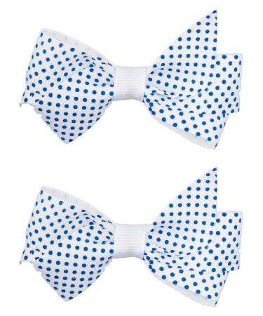 Titania hair clip small with bow large dots white-blue 2 pieces