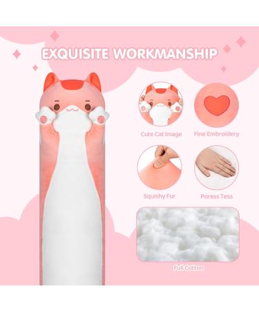 Hawaii 50 cm Kawaii Long Cat Plush Pillow - Soft Pink Cuddly Toy & Stuffed Animal Gift - Buy Online on SooperMarket.com