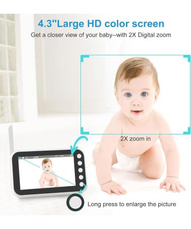 MYPIN 4.3'' LCD Wireless Video Baby Monitor with Camera and Night Vision - Two Way Audio, VOX Mode, Temperature Alert - nooie Baby Monitor HS0329 - Buy Online on SooperMarket.com