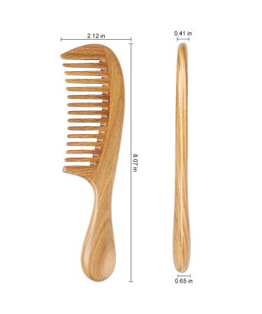 OneDor Handmade 100% Natural Green Sandalwood Wide Tooth Hair Comb - Anti-Static Wooden Detangler with Sandalwood Scent - Buy Online on SooperMarket.com