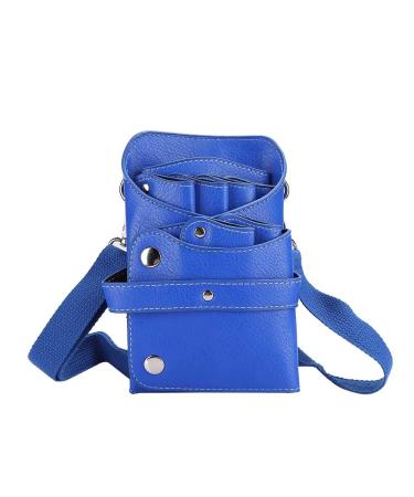 PU Leather Scissors Holster Portable High-Capacity Scissors Waist Bag for Hairdressers Salon Hair Stylist Barber Scissors Hair Clipper Comb Hairdressing Tool Storage (Blue)