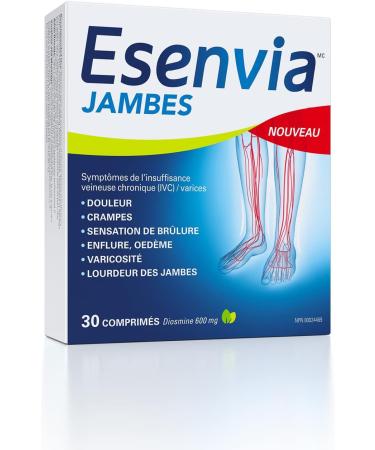 Esenvia Legs Chronic Venous Insufficiency Relief Tablets 34g - Helps Relieves signs and symptoms of Varicose Veins Spider Veins Heaviness of the legs Pain Swelling Burning Sensation - 30 Count - Buy Online on SooperMarket.com