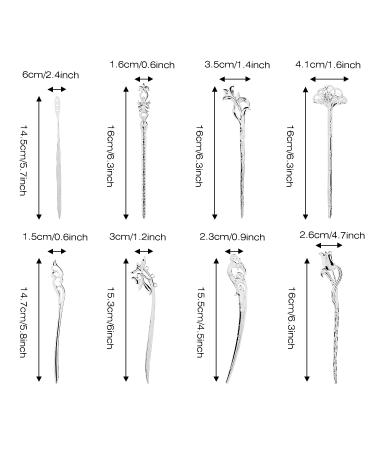 14 Pack Vintage Retro Chinese Japanese Silver Hair Sticks Pins Picks - Decorative Hair Accessories for Women - Buy Online on SooperMarket.com