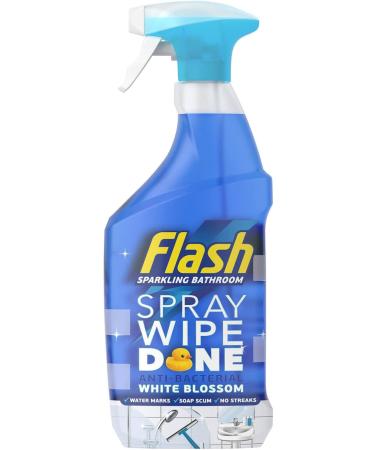 Flash Sparkling Bathroom Antibacterial Cleaning Spray Wipe-Done 800ml White Blossom Fragrance + for You: Cleaning Cloth + Organza Small Bag - Buy Online on SooperMarket.com