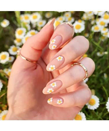 RikView Press on Nails Medium Length Pink Nails Almond Fake Nails Cute Acrylic Nails Pink Almond