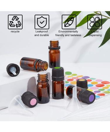 Benecreat 24 Pack 5ml Amber Glass Bottles | Refillable Essential Oil Bottles with Droppers Funnels & Labels - Perfect for DIY & Aromatherapy - Buy Online on SooperMarket.com