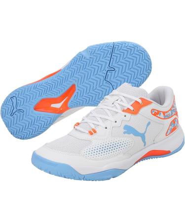 PUMA Unisex Solarcourt Rct Tennis Shoe - Size 42 EU | White Black & Light Blue | International Shipping Available - Buy Online on SooperMarket.com
