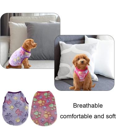 2 Pcs Warm Pet Shirt Footprints Pattern Pet Plush Pullover Soft Dog Plush Warm Hoodies Coat Apparel for Rabbit Cat Kitten Dog Puppy (XXS) - Buy Online on SooperMarket.com