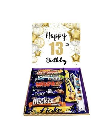 Cadburys Happy 13th Birthday Chocolate Gift Cadbury s Birthday Chocolates Sweet Box Birthday Great Treat Box - 8 Full Size Bars Chocolates