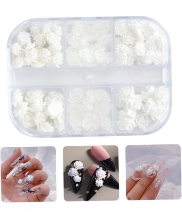 Flower Nail Art Glitters DIY 3D White Floral Nail Stud Sequins for Salon Gift Flower Nail Glitters - Buy Online on SooperMarket.com