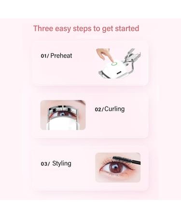 Heated Lash Curler with 2 Speed Temperature Control Long Lasting Curling Metal Ironing Fast Charging Electric Eyelash Curlers (White) - Buy Online on SooperMarket.com