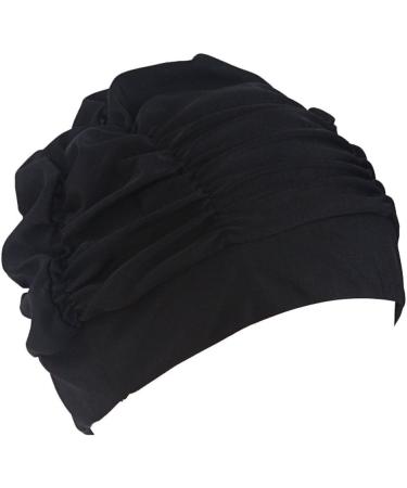 HugeStore Women Swimming Cap - Fabric Bathing Hat for Swimming - Black | Shop Now for Stylish & Comfortable Swimwear Accessories - Buy Online on SooperMarket.com