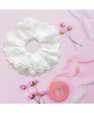 JEKUGOT Large White Lace Scrunchies for Women - Soft Elastic Hair Bands Thick Hair Ties Bobbles Ponytail Holders - Lolita Bulk Scrunchie Accessories for Ladies & Girls - Buy Online on SooperMarket.com