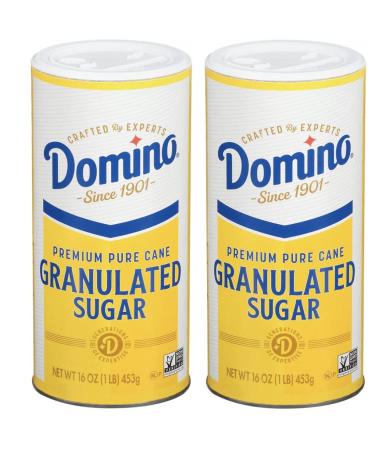 Domino Premium Pure Cane Granulated Sugar with Easy Pour Recloseable Top, 16 Ounce (Pack of 2)