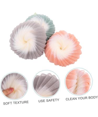 NOLITOY 3 Pcs Natural Two-Ball Bath Sponge Set for Women - Body Wash Accessories Mesh Bath Ball & Plastic Fiber Scrubber - Buy Online on SooperMarket.com