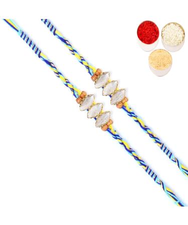 Ghasitaram Gifts Rakhi for Brother Rakhis Online - Set of 2-6400 Fancy Thread Rakhis Set of 2 Rakhis