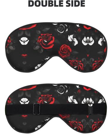 SSIMOO Black White Red Roses Eye Mask | Breathable Sleep Patch for Women | Ideal for Travel & Relaxation - Buy Online on SooperMarket.com