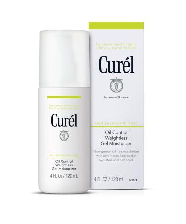 Curel Oil Control Weightless Gel Moisturizer for Dry Sensitive Skin Gel Moisturizer for Face Fragrance Free 4 Oz