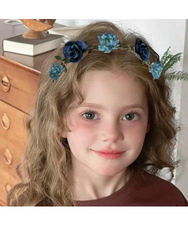 Flower Crown Floral Headband for Women Girls Flower Headbands for Girls Women Flowers for Hair Blue Floral Hair Accessories for Girls Teenagers Flower Hair Band Floral crown for Girls Women - Buy Online on SooperMarket.com