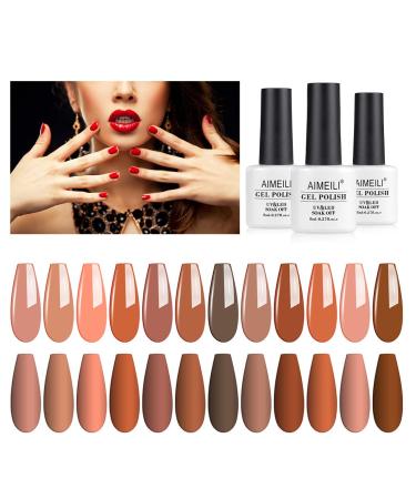 AIMEILI Gel Nail Polish Set 8ml 12 Colours Soak Off UV LED Gel Nail Polishes Nail Art Gel Polish Gift Kit 1 KIT12-1_8ML 0.67 ml (Pack of 12)