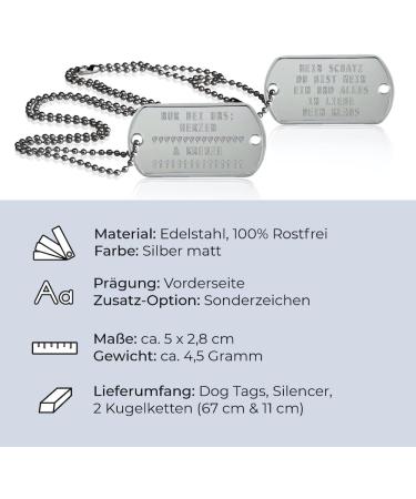 Personalized Dog ID Tags Set - 2 Chains & Silencers | Custom Embossing | Military Style Rambo Design - Buy Online on SooperMarket.com