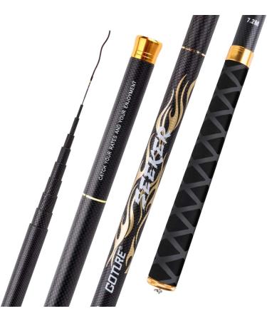 Goture Telescopic Tenkara Fishing Rod - Ultralight Portable Collapsible Bass Crappie Rod | Carbon Fiber Inshore Stream Trout Pole | 12ft/3.6m Free Tip Set - Buy Online on SooperMarket.com