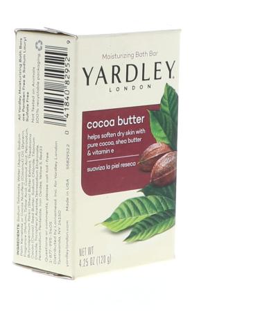 Yardley Cocoa Butter Moisturizing Bar Chocolate Scent 4.25 Oz | Premium Hydrating Soap for All Skin Types | International Shipping Available - Buy Online on SooperMarket.com