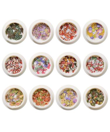 Santa Tree Snowflake Art for Nail Christmas DIY Claus 12 Colorful Supplies Decorations Boxes