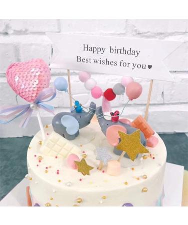 YeahiBaby Beautiful Resin Elephant Balloon and Heart Cake Topper or Small Dessert Decoration for Wedding Party Tables (Sky Blue) - Buy Online on SooperMarket.com