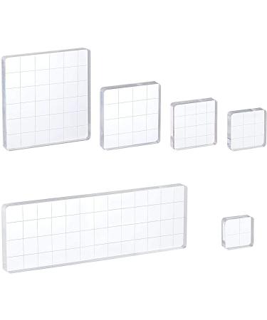 Whaline 6 Pieces Acrylic Stamp Block Clear Stamping Tools Set with Grid Lines for Scrapbooking Crafts Card Making, Assorted Sizes
