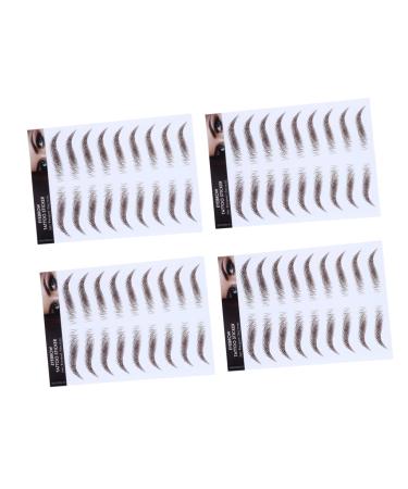 Baluue 4pcs Eyebrow Stickers False Eyebrows Dark Brown Hair Like Eyebrows Water Transfer Paper with Soy Ink