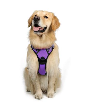 Rabbitgoo dog harness medium -sized dogs anti train crockery dog with control no pull adjustable dog dishes large dogs breathable reflex stripes breast harness dog safe guidance purple l l (1 Pack) purple