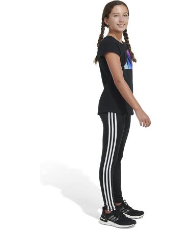 adidas Girls' Big Short Sleeve Essential Tee - Medium Black with Multicolor | Size 23 - Buy Online on SooperMarket.com