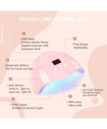 COSCELIA UV LED Nail Lamp 36W | Portable Gel Nail Dryer with Timer | Professional Nail Hardening Lamp (Pink) - Buy Online on SooperMarket.com